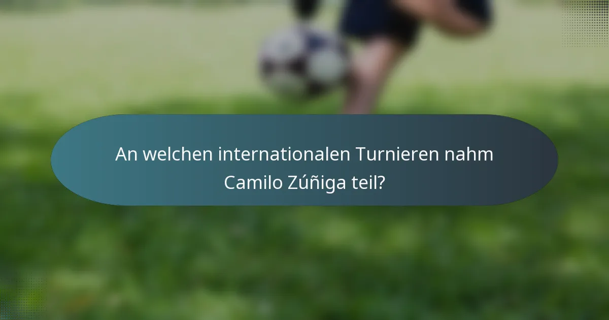 An welchen internationalen Turnieren nahm Camilo Zúñiga teil?